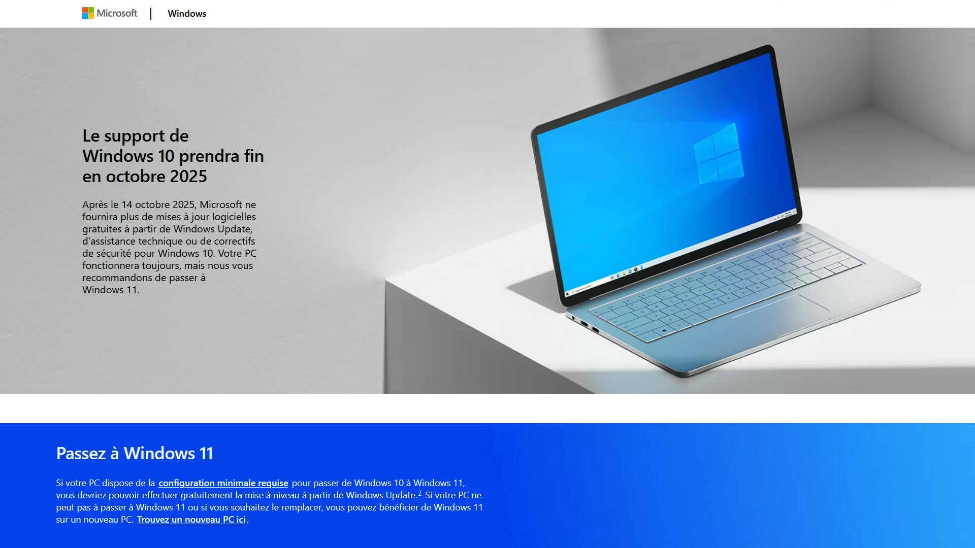 Fin de support Windows 10 - article CAM-IT